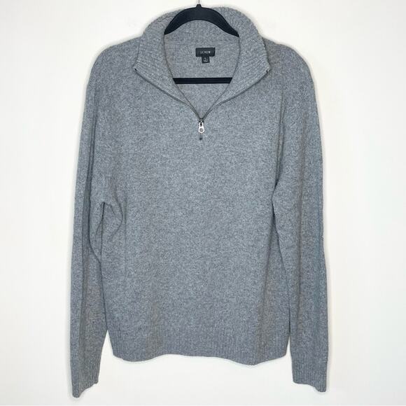 J. CREW gray 1/4 zip mock neck wool blend sweater men’s size large - Picture 3 of 6